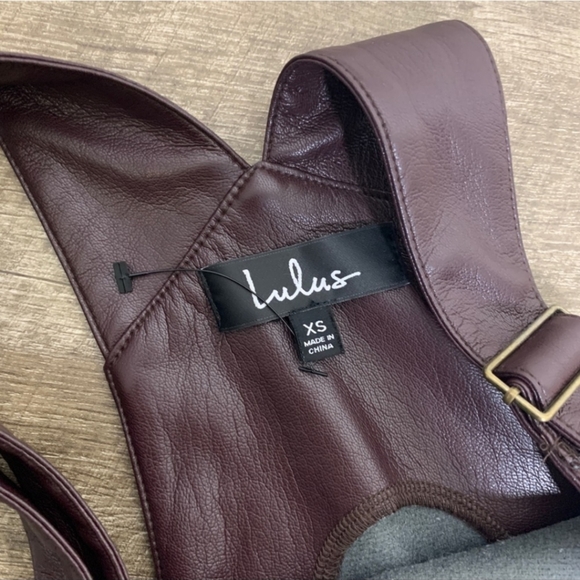 Lulus Modern Charm Vegan Leather Overalls Plum Purple Sz XS - Picture 12 of 15